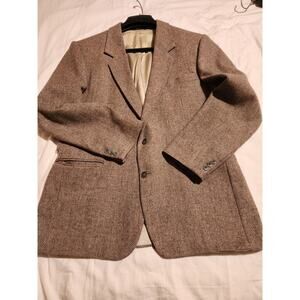 VINTAGE Gallery by Haggar 46 Brown TWEED Wool Herriing Bone Sport Coat